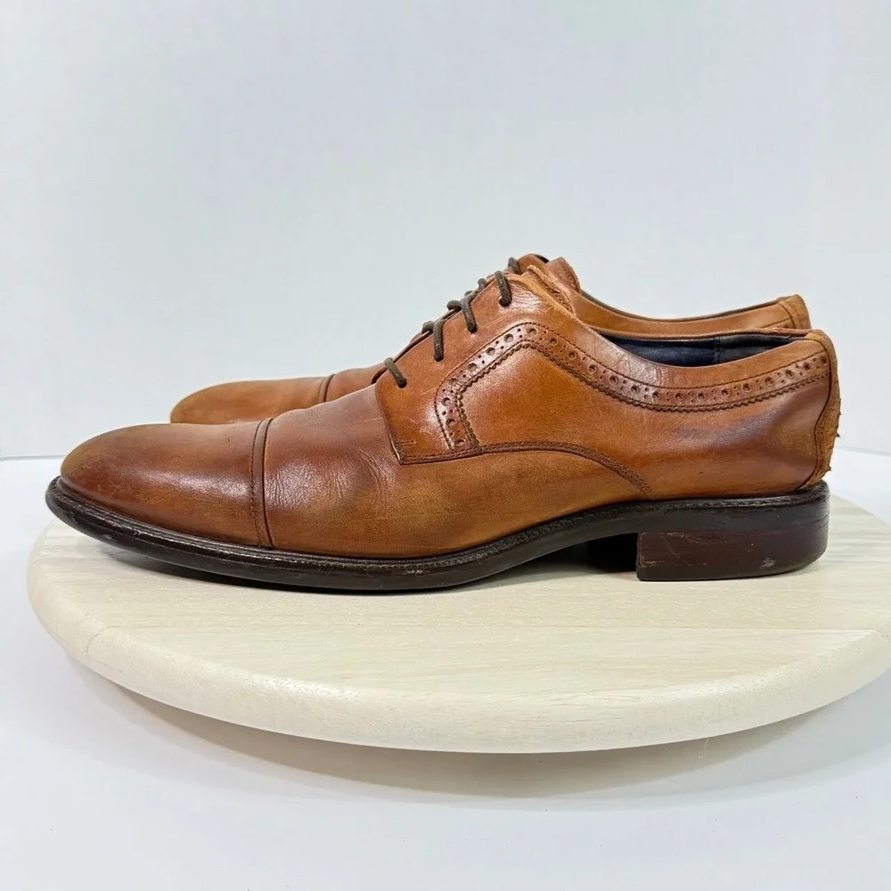 Cole Haan Mens Dress Shoes Buckland Cap Toe Size 12 M Oxford Brown Leather Shoes